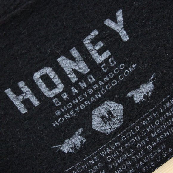 Honey Brand Hoodie Sweatshirt Women's Black Pullover Big Logo Front Cotton M - Picture 5 of 8